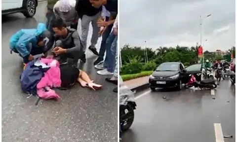 Tài xế không chú ý khi mở cửa khiến người đi xe máy bị kéo lê 10m